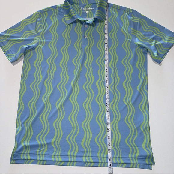 Chubbies Men’s Medium Wavy Daze Printed Performance Polo Shirt Blue/Green - Picture 4 of 6